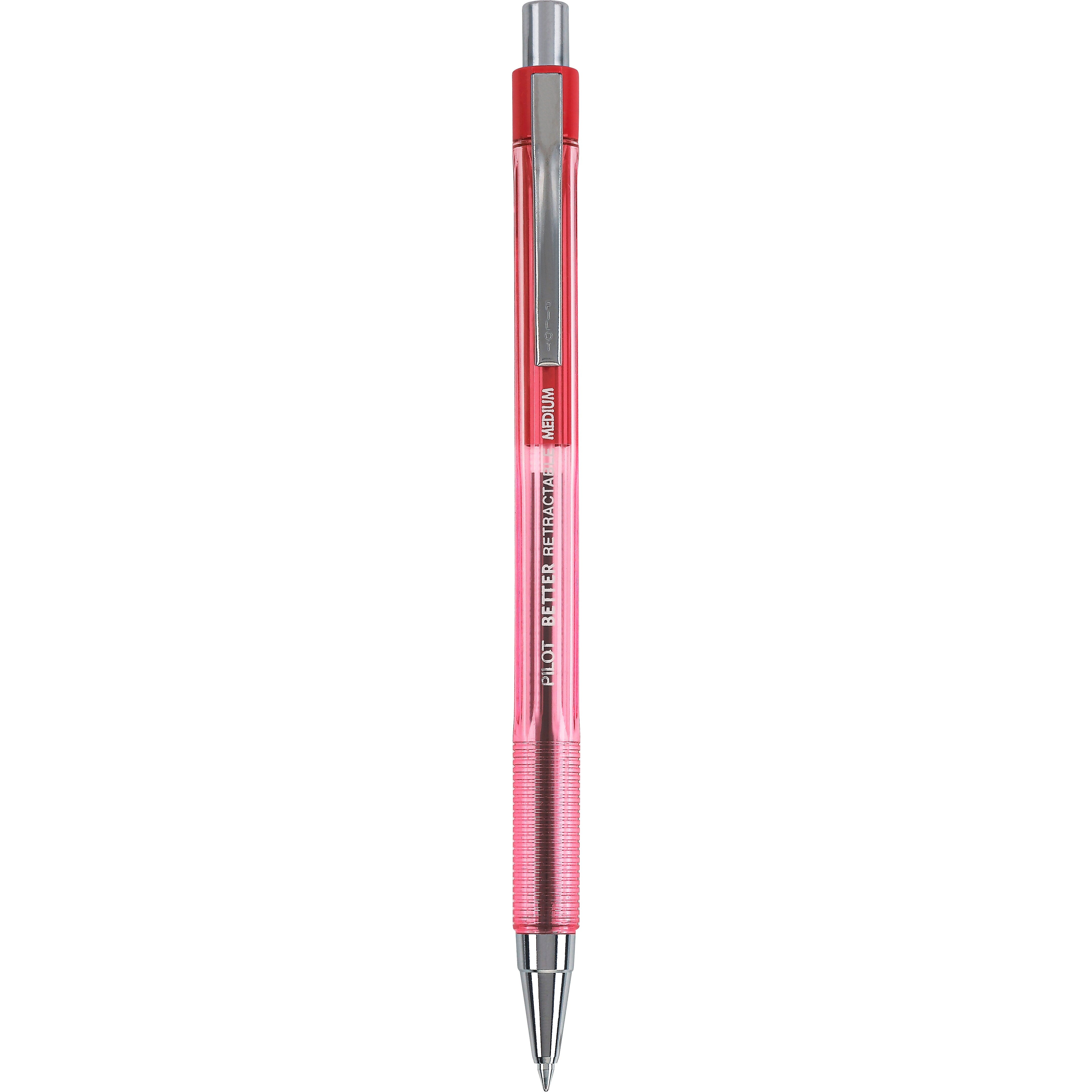 Pilot Better Retractable Ballpoint Pens, Medium Point, Red Ink, Dozen