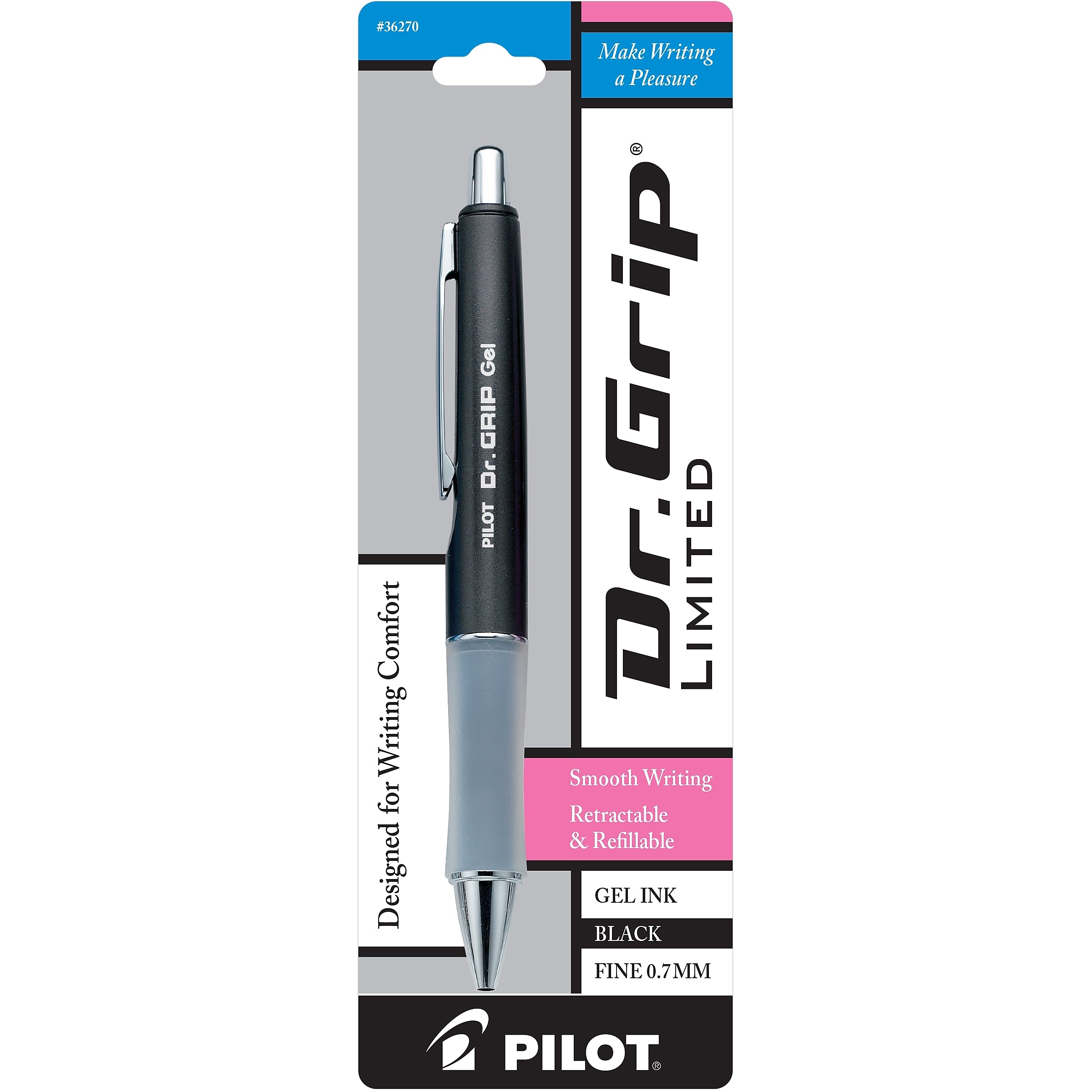 Pilot Dr. Grip Ltd. Retractable Gel Pen, Fine Point, Black Ink