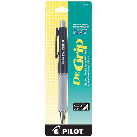 Pilot Dr. Grip Retractable Ballpoint Pen, Medium Point, Blue Ink