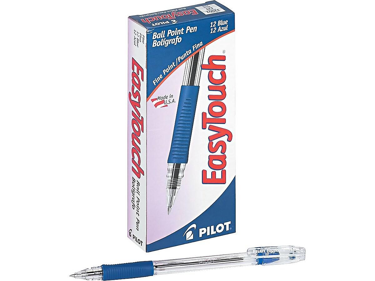 Pilot EasyTouch Ballpoint Pens, Fine Point, Blue Ink, Dozen