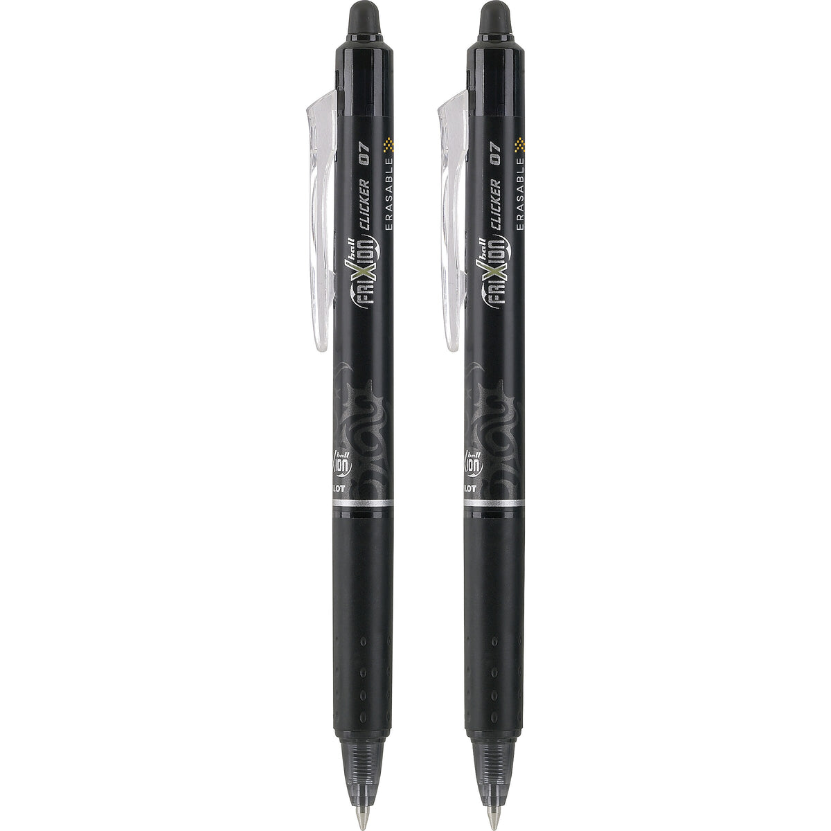 Pilot FriXion Ball Clicker Erasable Gel Pens, Fine Point, Black Ink, 2/Pack