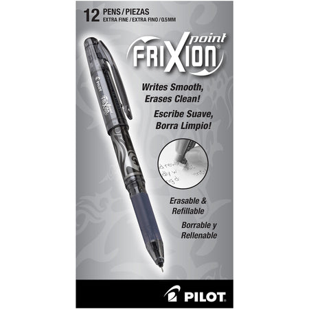 Pilot FriXion Point Erasable Gel Pens, Extra Fine Point, Black Ink, Dozen