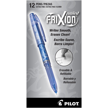 Pilot FriXion Point Erasable Gel Pens, Extra Fine Point, Blue Ink, Dozen