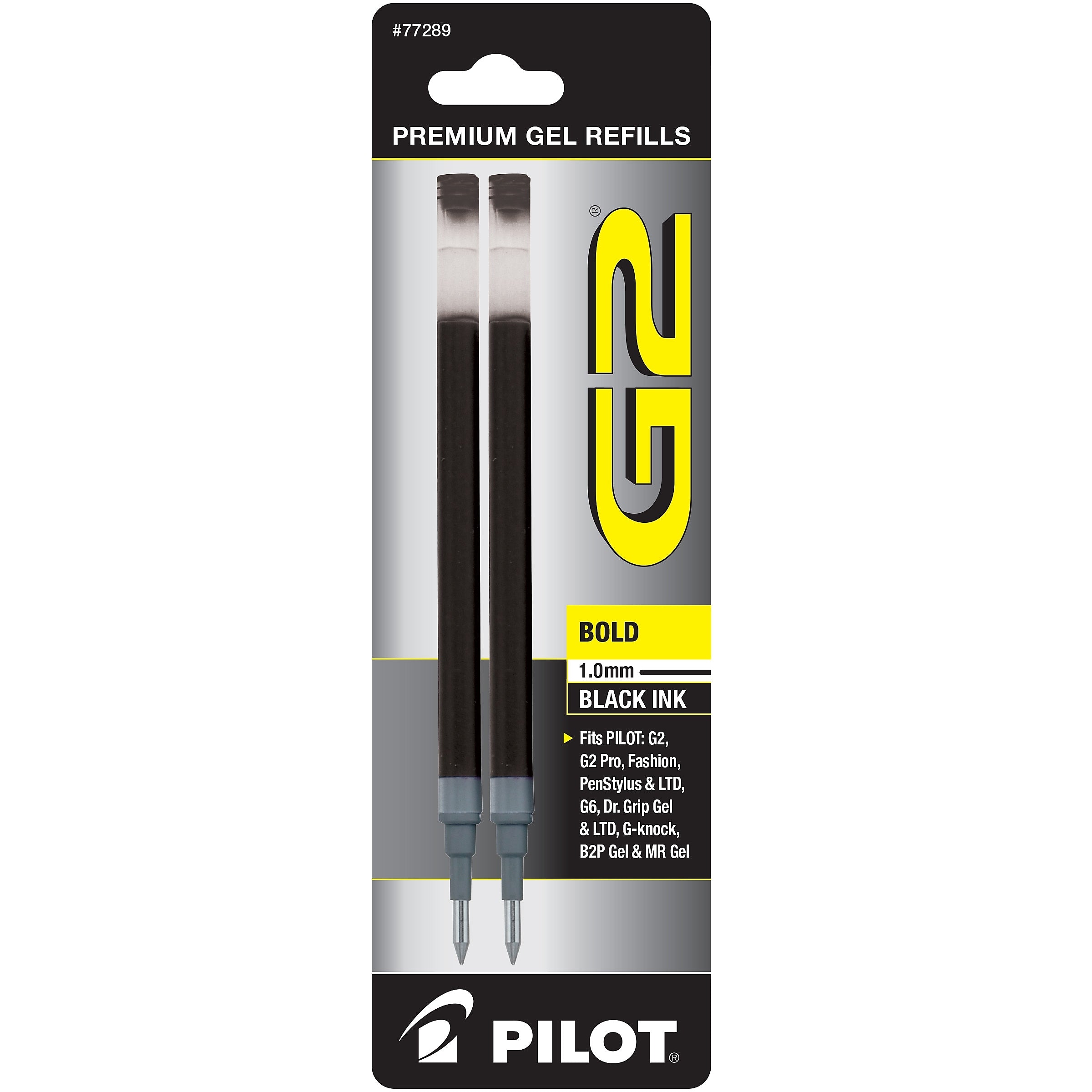 Pilot G2 Gel-Ink Pen Refill, Bold Tip, Black Ink, 2/Pack