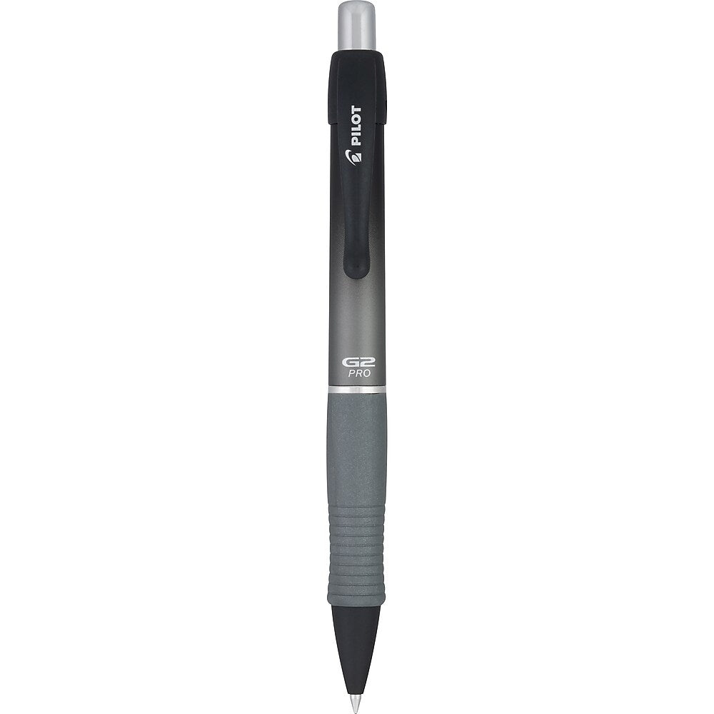 Pilot G2 Pro Retractable Gel Pen, Fine Point, Black Ink, Gray Barrel