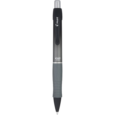 Pilot G2 Pro Retractable Gel Pen, Fine Point, Black Ink, Gray Barrel