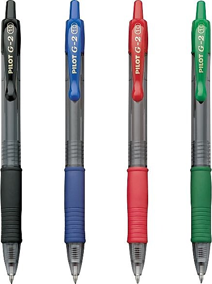 Pilot G2 Retractable Gel Pens, Bold Point, Assorted Ink, 4/Pack