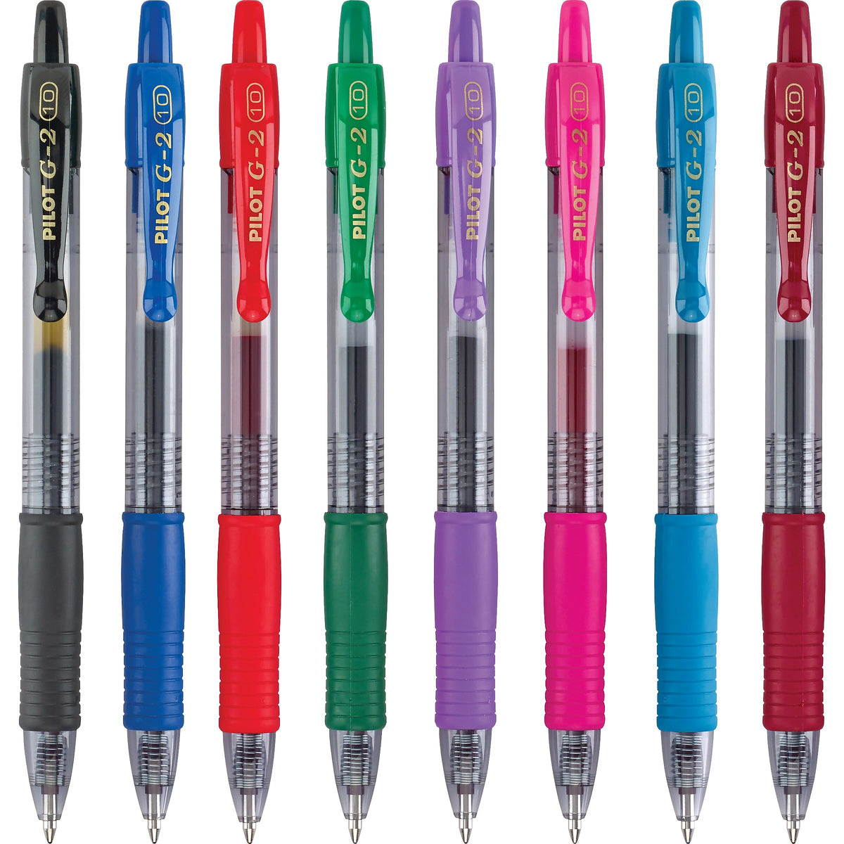 Pilot G2 Retractable Gel Pens, Bold Point, Assorted Ink, 8/Pack