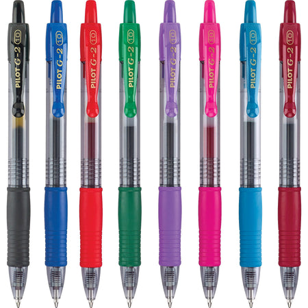 Pilot G2 Retractable Gel Pens, Bold Point, Assorted Ink, 8/Pack