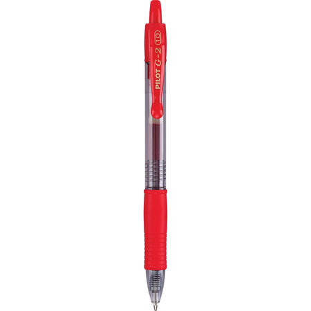 Pilot G2 Retractable Gel Pens, Bold Point, Red Ink, Dozen