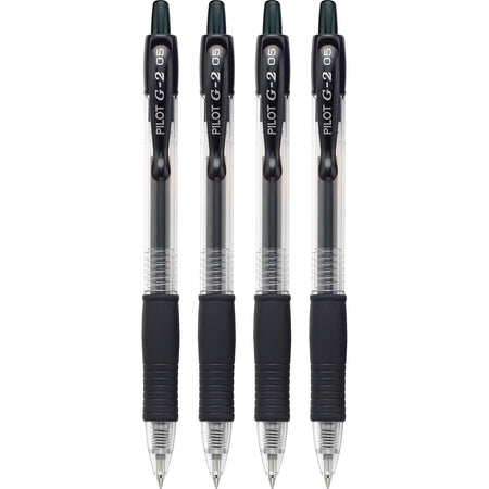 Pilot G2 Retractable Gel Pens, Extra Fine Point, Black Ink, 4/Pack