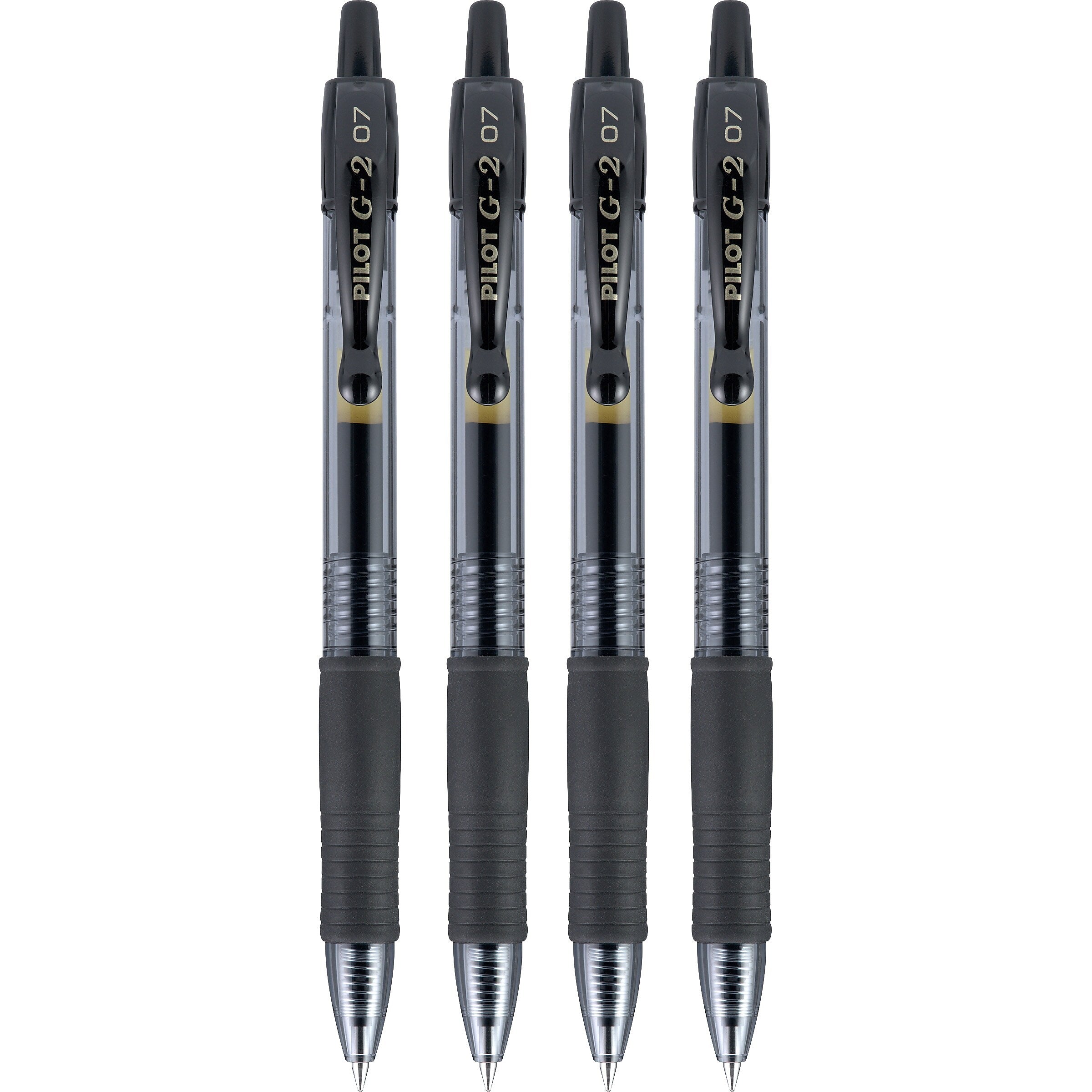 Pilot G2 Retractable Gel Pens, Fine Point, Black Ink, 4/Pack