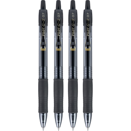 Pilot G2 Retractable Gel Pens, Fine Point, Black Ink, 4/Pack