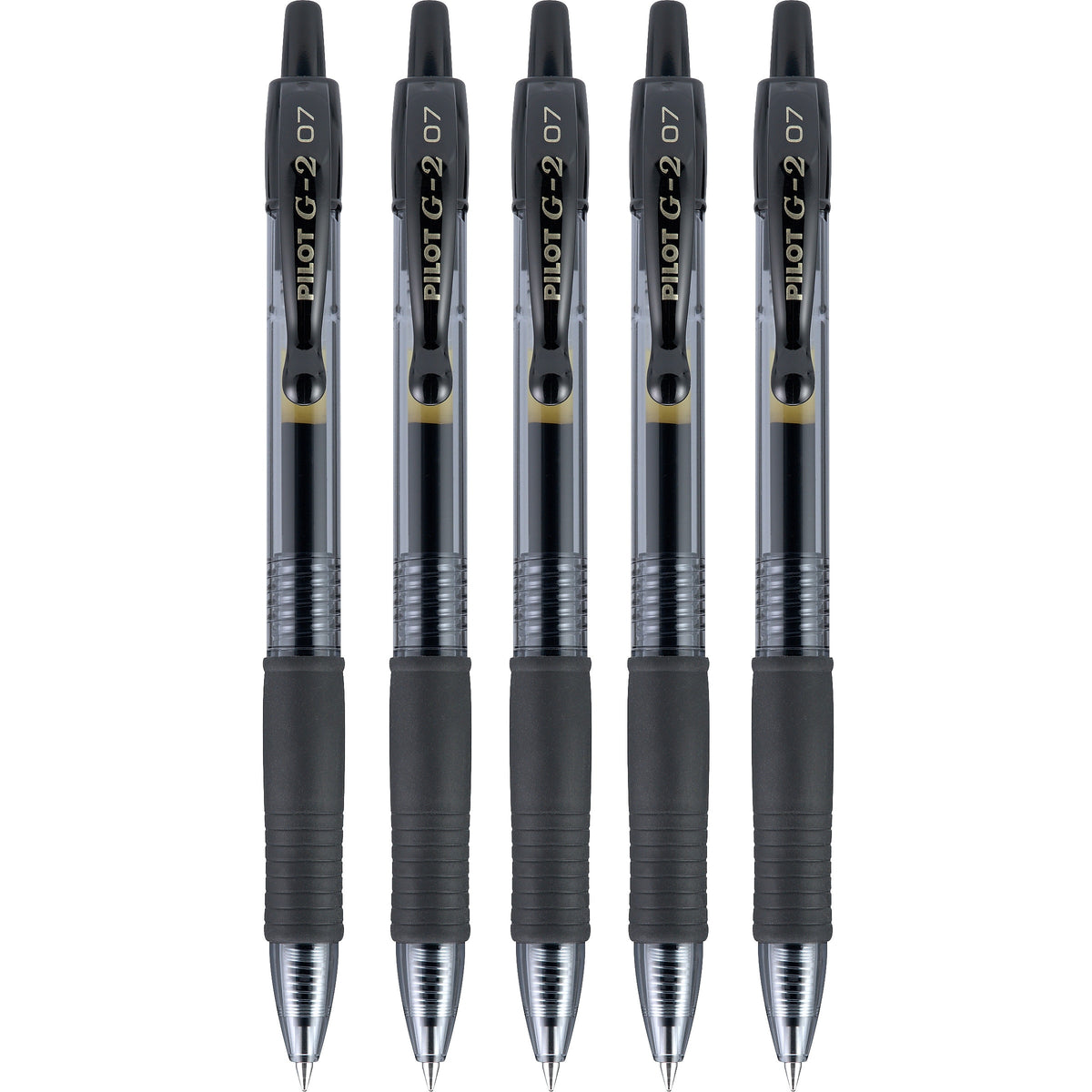 Pilot G2 Retractable Gel Pens, Fine Point, Black Ink, 5/Pack