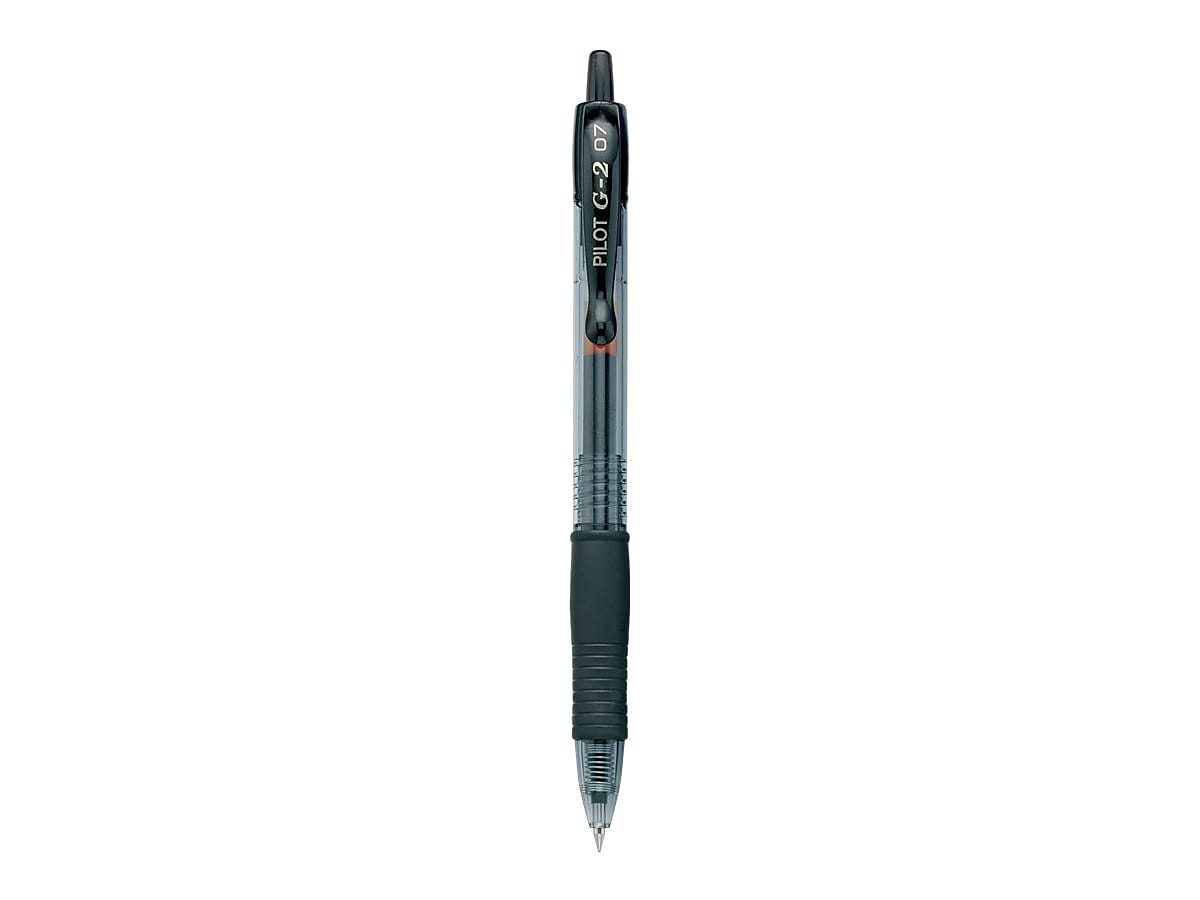 Pilot G2 Retractable Gel Pens, Fine Point, Black Ink, Dozen