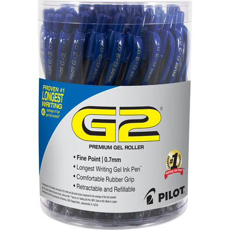 Pilot G2 Retractable Gel Pens, Fine Point, Blue Ink, 36/Pack