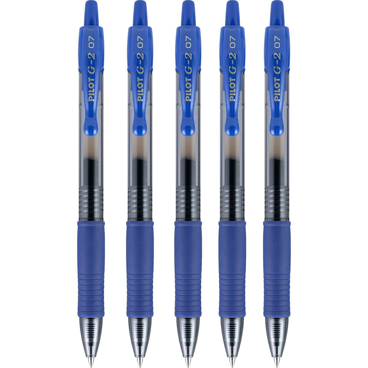 Pilot G2 Retractable Gel Pens, Fine Point, Blue Ink, 5/Pack