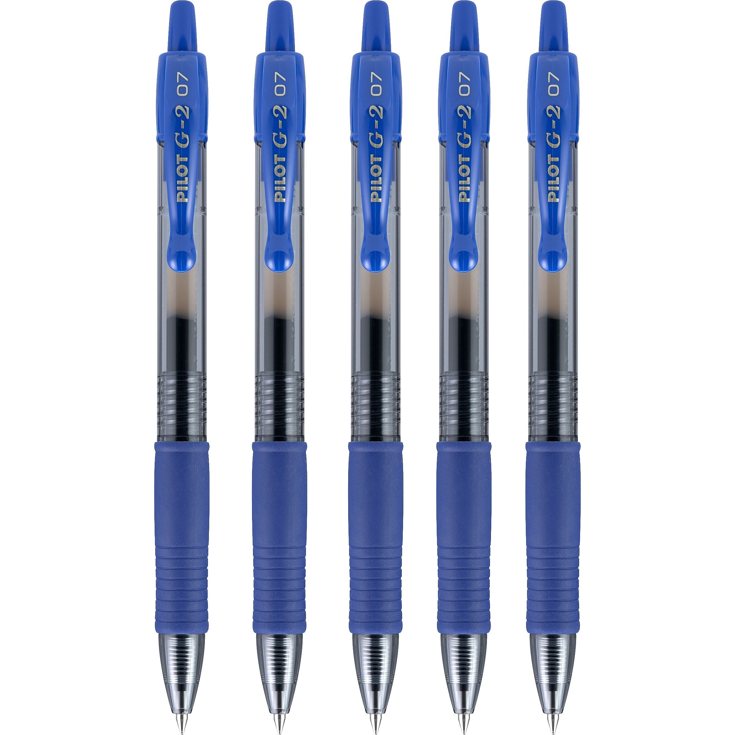 Pilot G2 Retractable Gel Pens, Fine Point, Blue Ink, 5/Pack