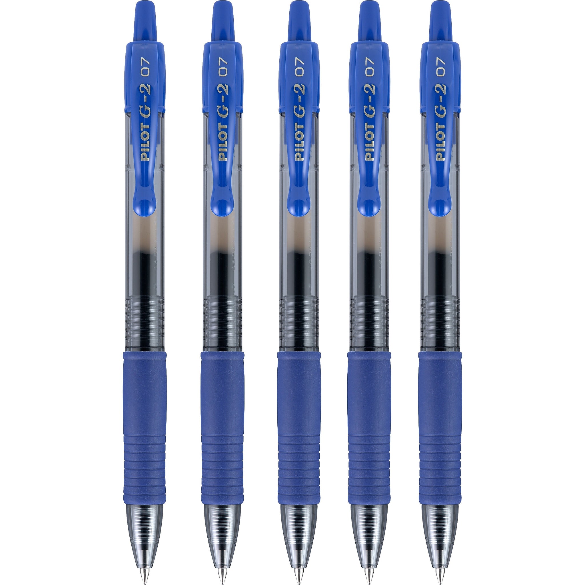 Pilot G2 Retractable Gel Pens, Fine Point, Blue Ink, 5/Pack