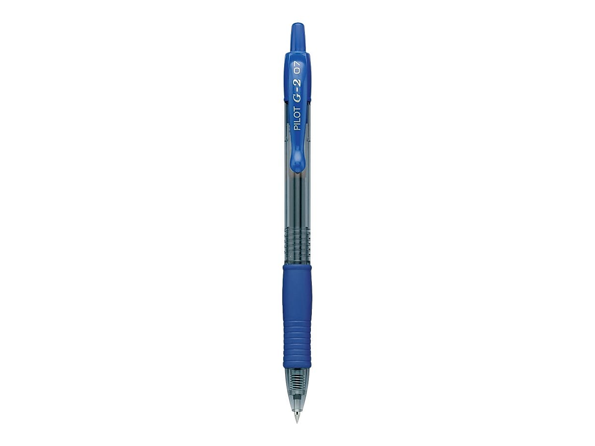 Pilot G2 Retractable Gel Pens, Fine Point, Blue Ink, Dozen