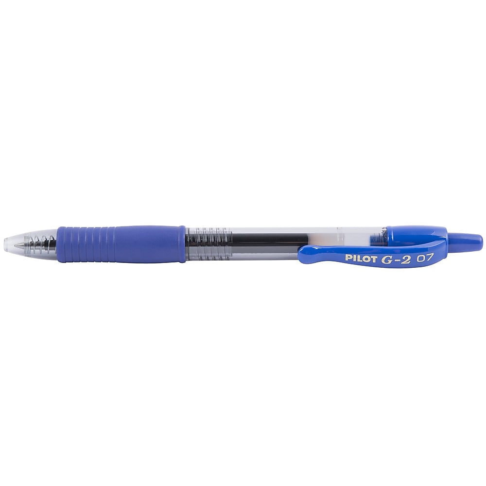 Pilot G2 Retractable Gel Pens, Fine Point, Blue Ink, Dozen