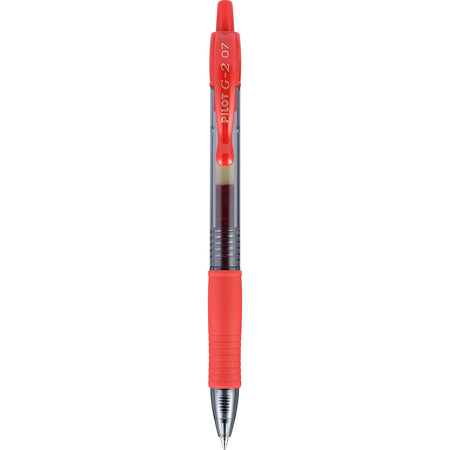 Pilot G2 Retractable Gel Pens, Fine Point, Red Ink, Dozen