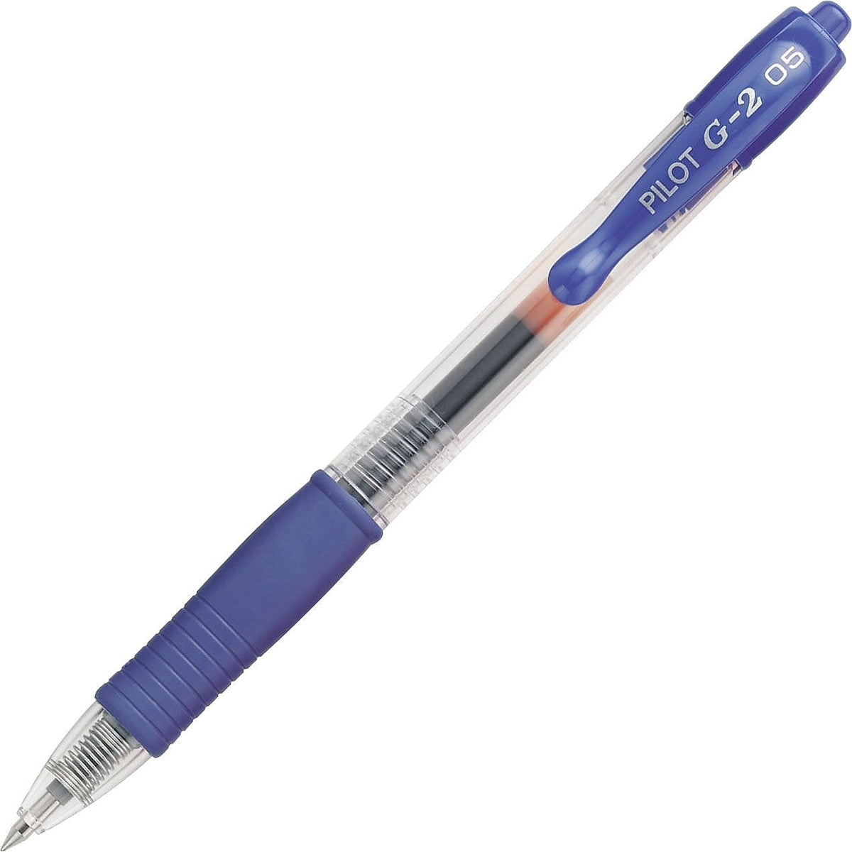 Pilot G2 Rollerball Gel Pen, Extra Fine Point, 0.5mm, Blue Ink, 5/Pack