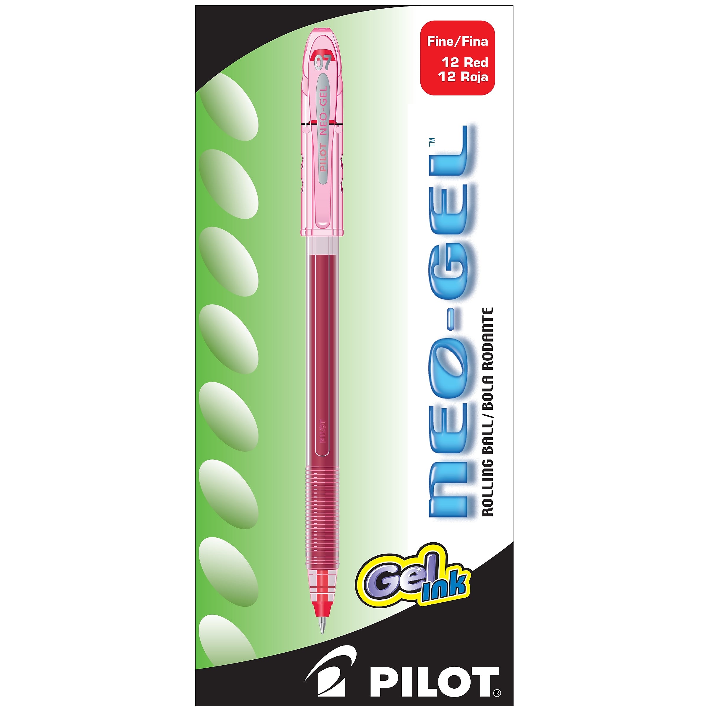 Pilot Neo-Gel Gel Pens, Fine Point, Red Ink, Dozen