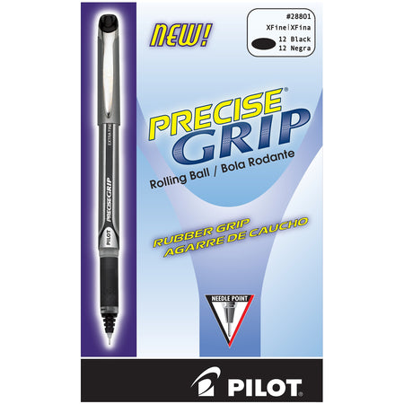 Pilot Precise Grip Rollerball Pens, Extra Fine Point, Black Ink, Dozen