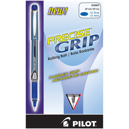 Pilot Precise Grip Rollerball Pens, Extra Fine Point, Blue Ink, Dozen