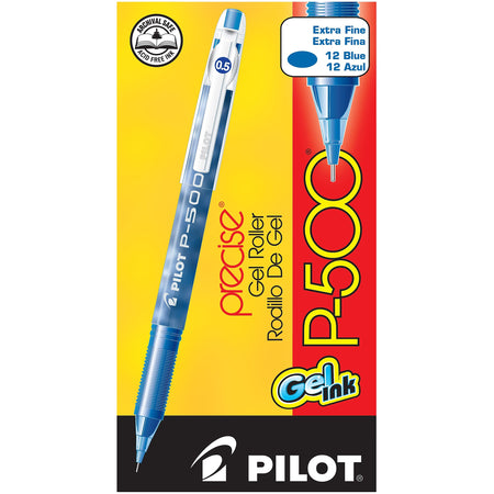 Pilot Precise P-500 Gel Pens, Extra Fine Point, Blue Ink, Dozen