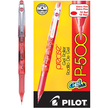 Pilot Precise P-500 Gel Pens, Extra Fine Point, Red Ink, Dozen