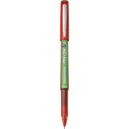 Pilot Precise V5 BeGreen Rollerball Pens, Extra Fine Point, Red Ink, Dozen