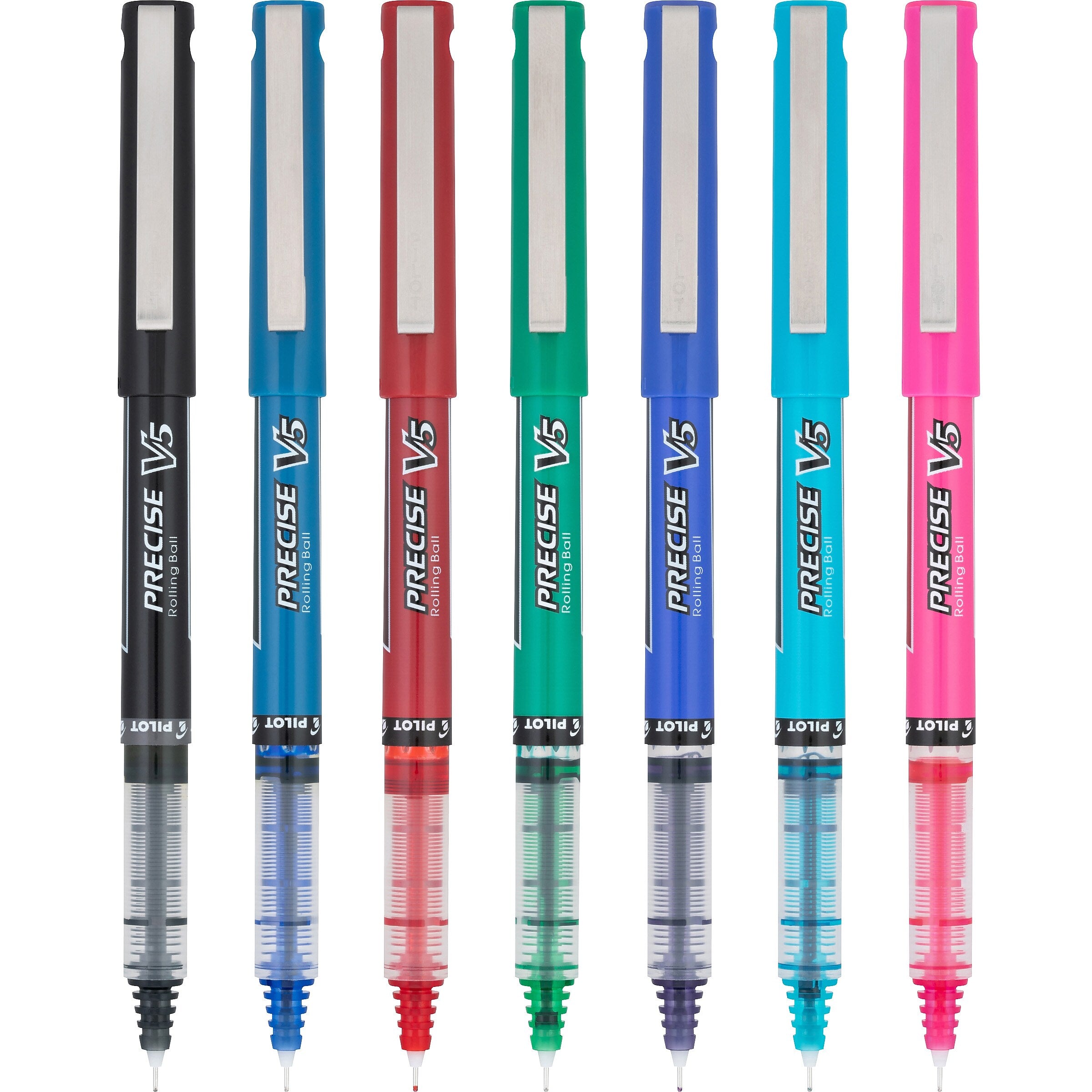 Pilot Precise V5 Rollerball Pens, Extra Fine Point, Assorted Ink, 7/Pack