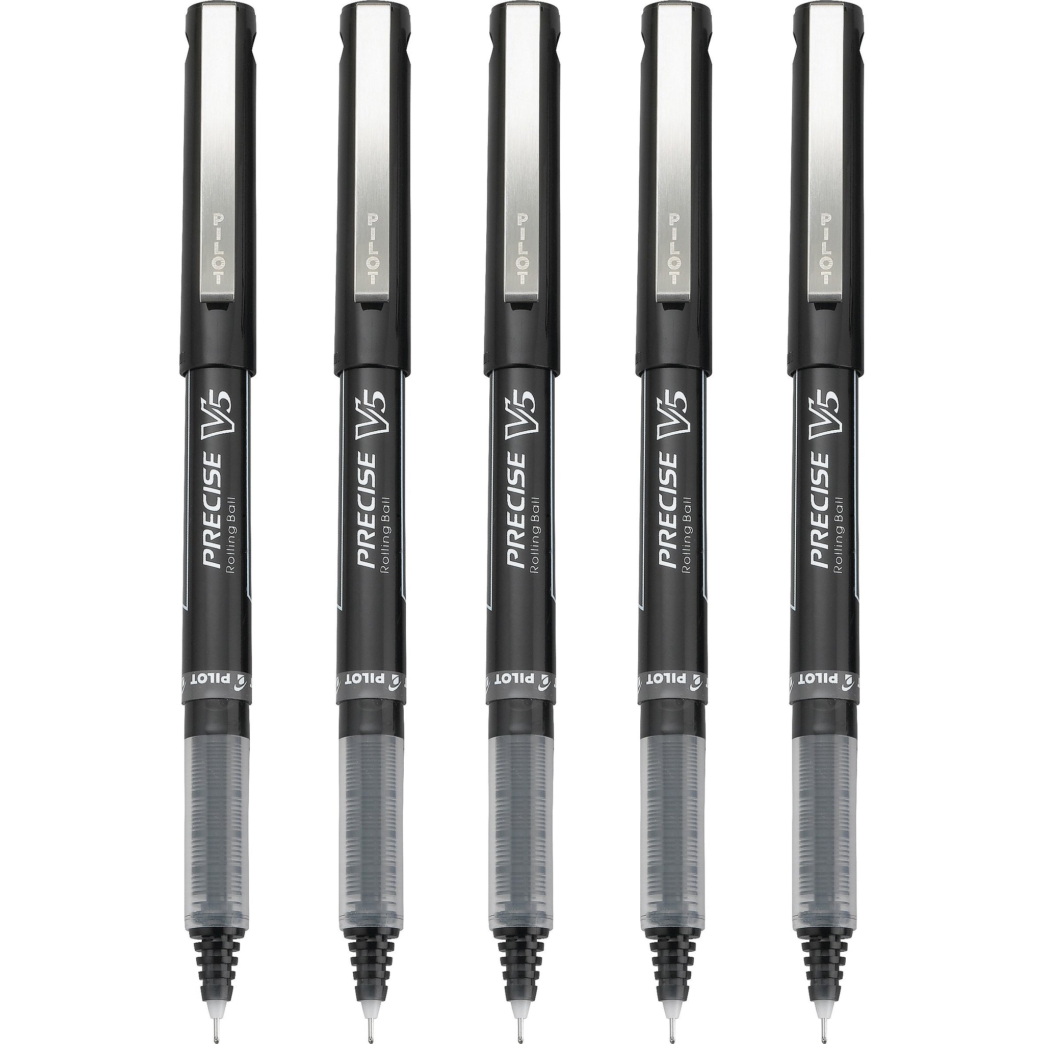 Pilot Precise V5 Rollerball Pens, Extra Fine Point, Black Ink, 5/Pack