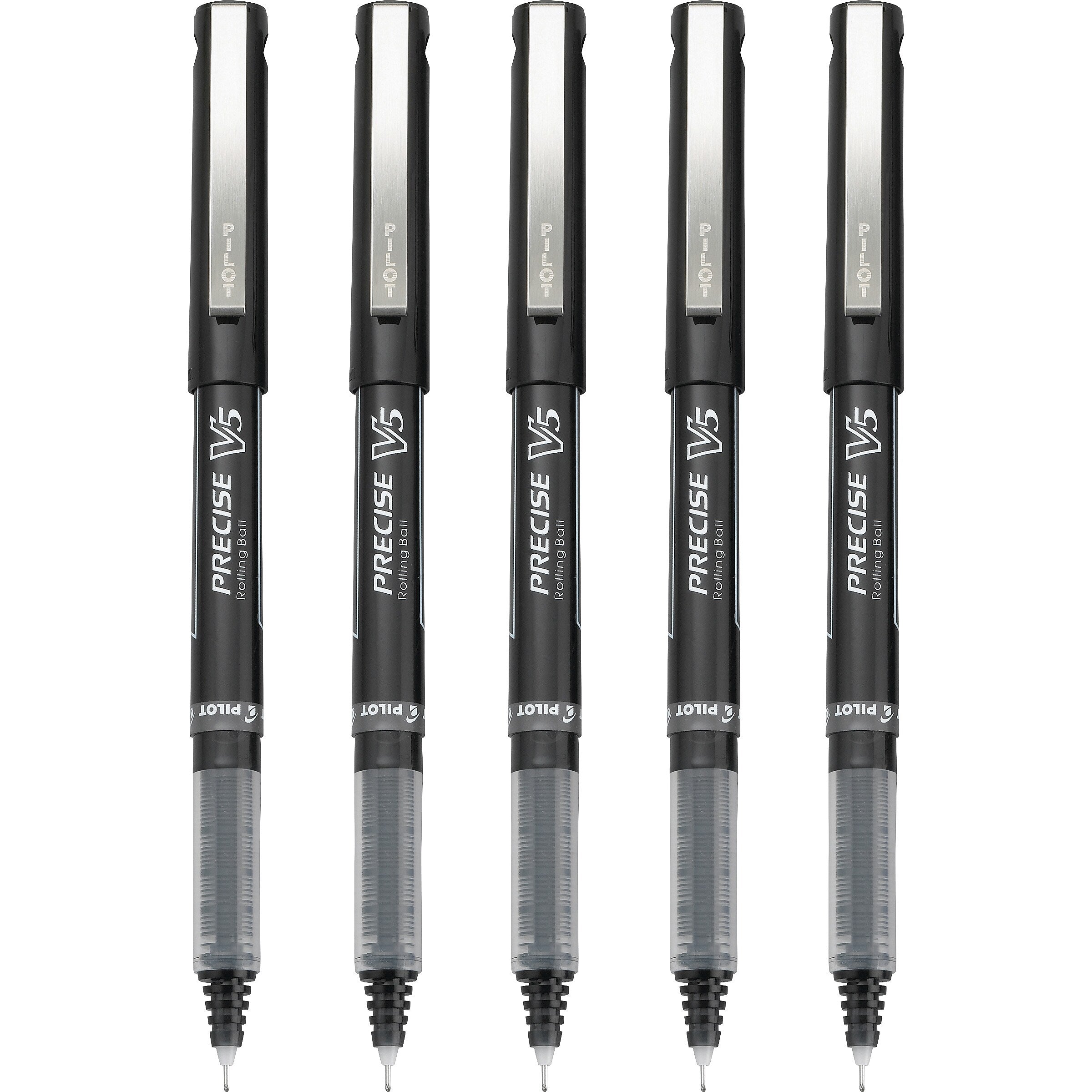 Pilot Precise V5 Rollerball Pens, Extra Fine Point, Black Ink, 5/Pack