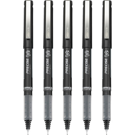 Pilot Precise V5 Rollerball Pens, Extra Fine Point, Black Ink, 5/Pack