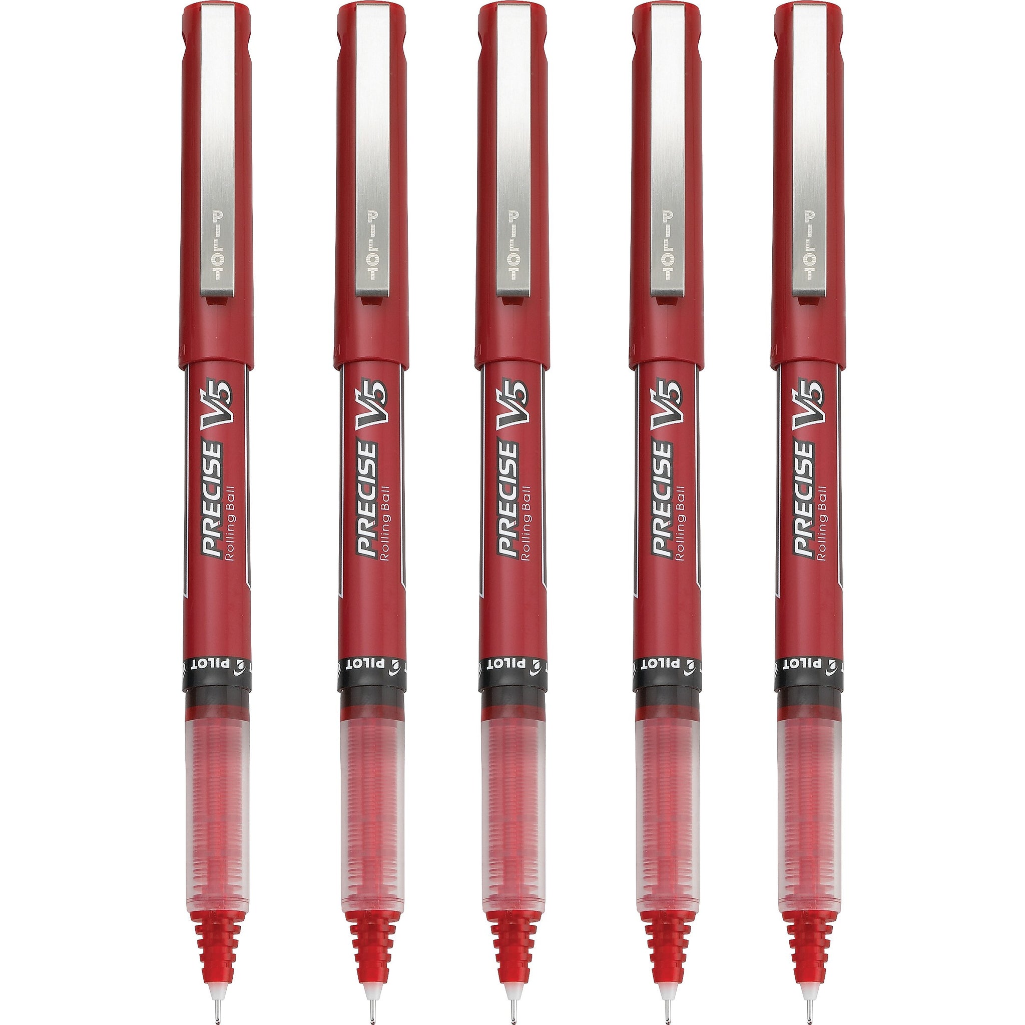 Pilot Precise V5 Rollerball Pens, Extra Fine Point, Red Ink, 5/Pack