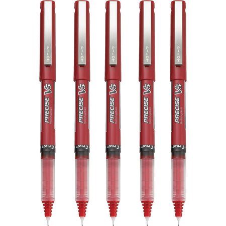 Pilot Precise V5 Rollerball Pens, Extra Fine Point, Red Ink, 5/Pack