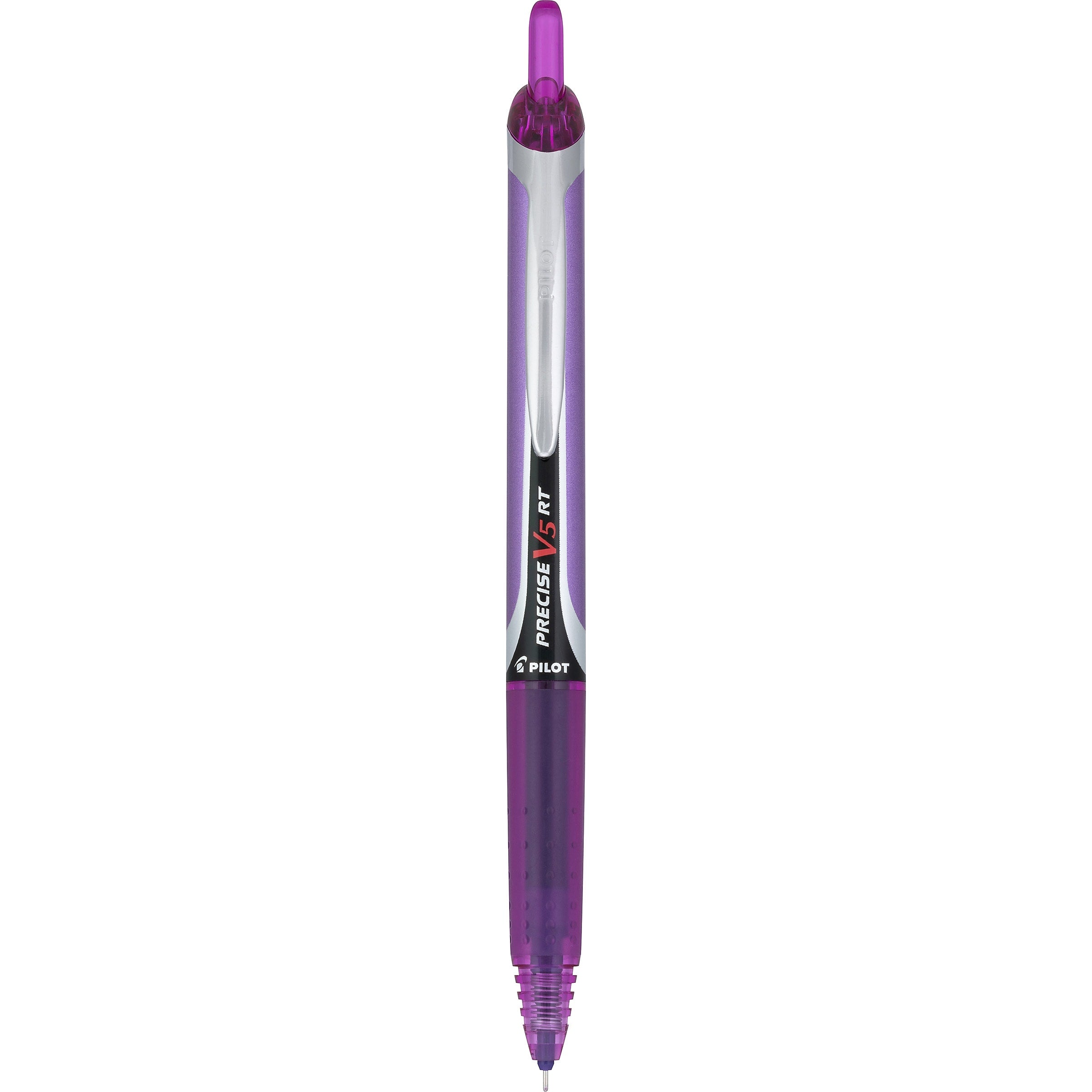 Pilot Precise V5 RT Retractable Rollerball Pens, Extra Fine Point, Purple Ink, Dozen