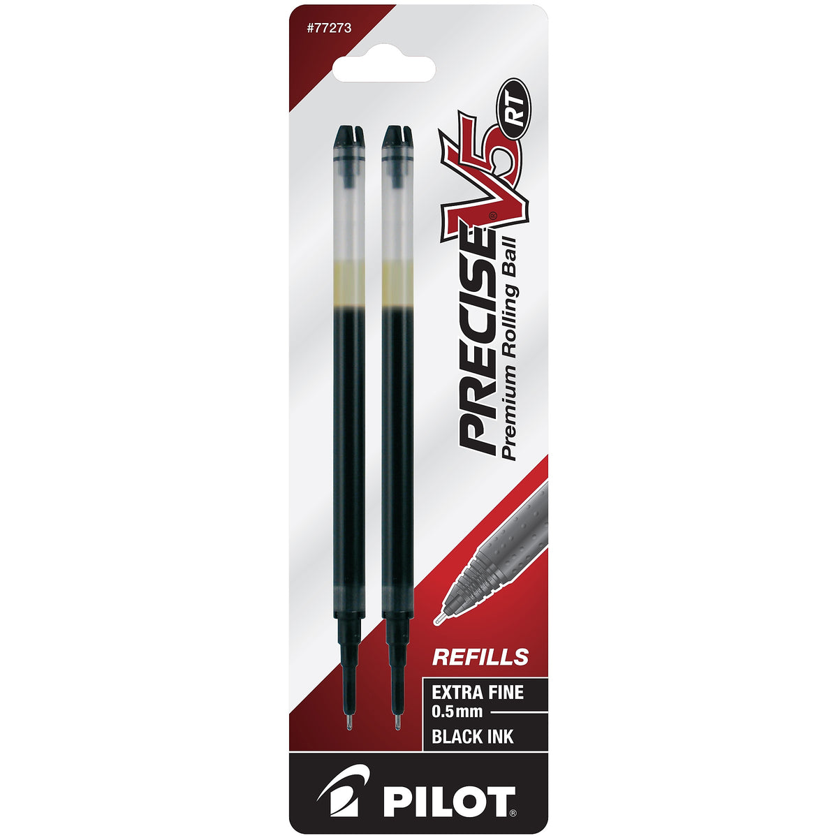 Pilot Precise V5 RT Rollerball Pen Refill, Extra Fine Tip, Black Ink, 2/Pack