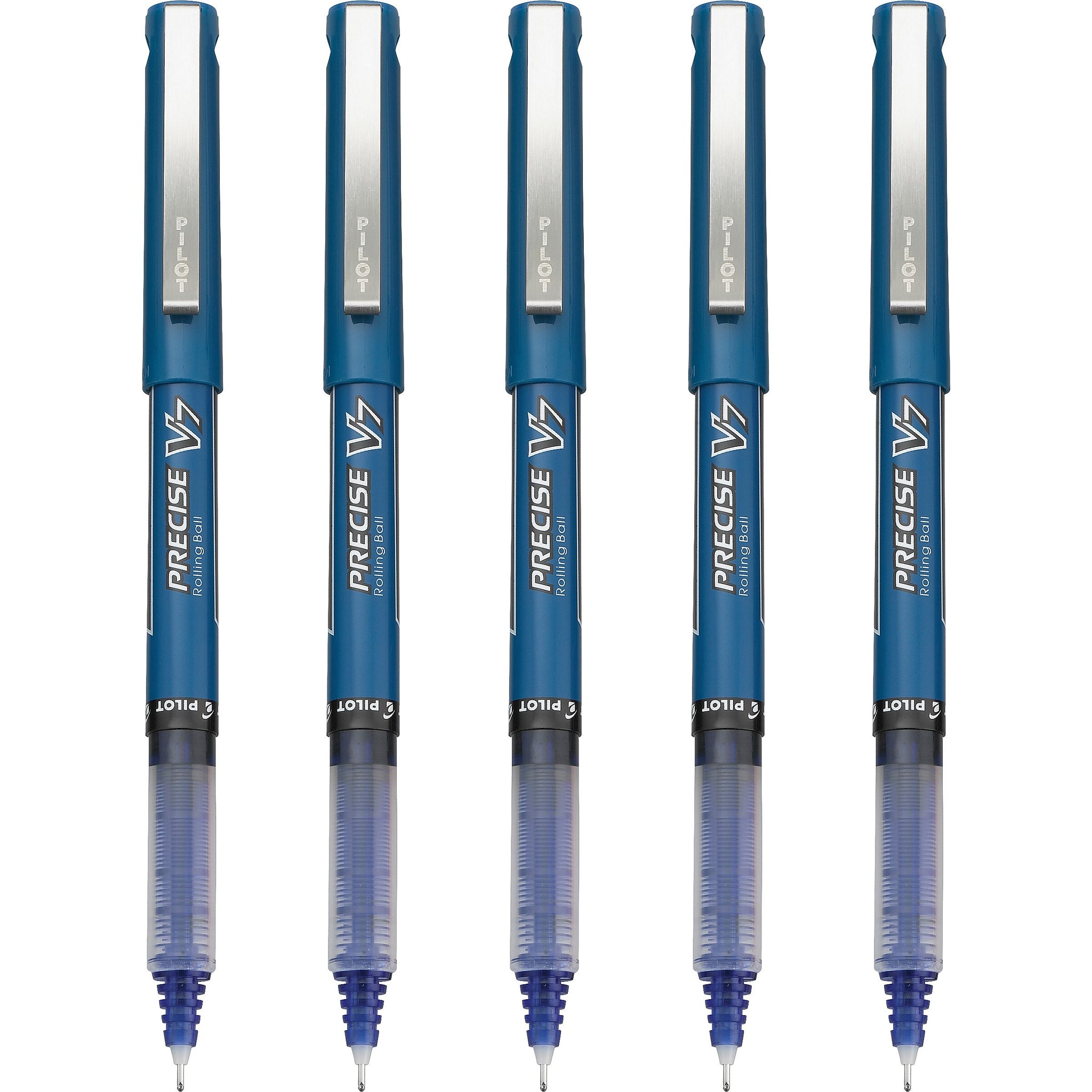 Pilot Precise V7 Rollerball Pens, Fine Point, Blue Ink, 5/Pack