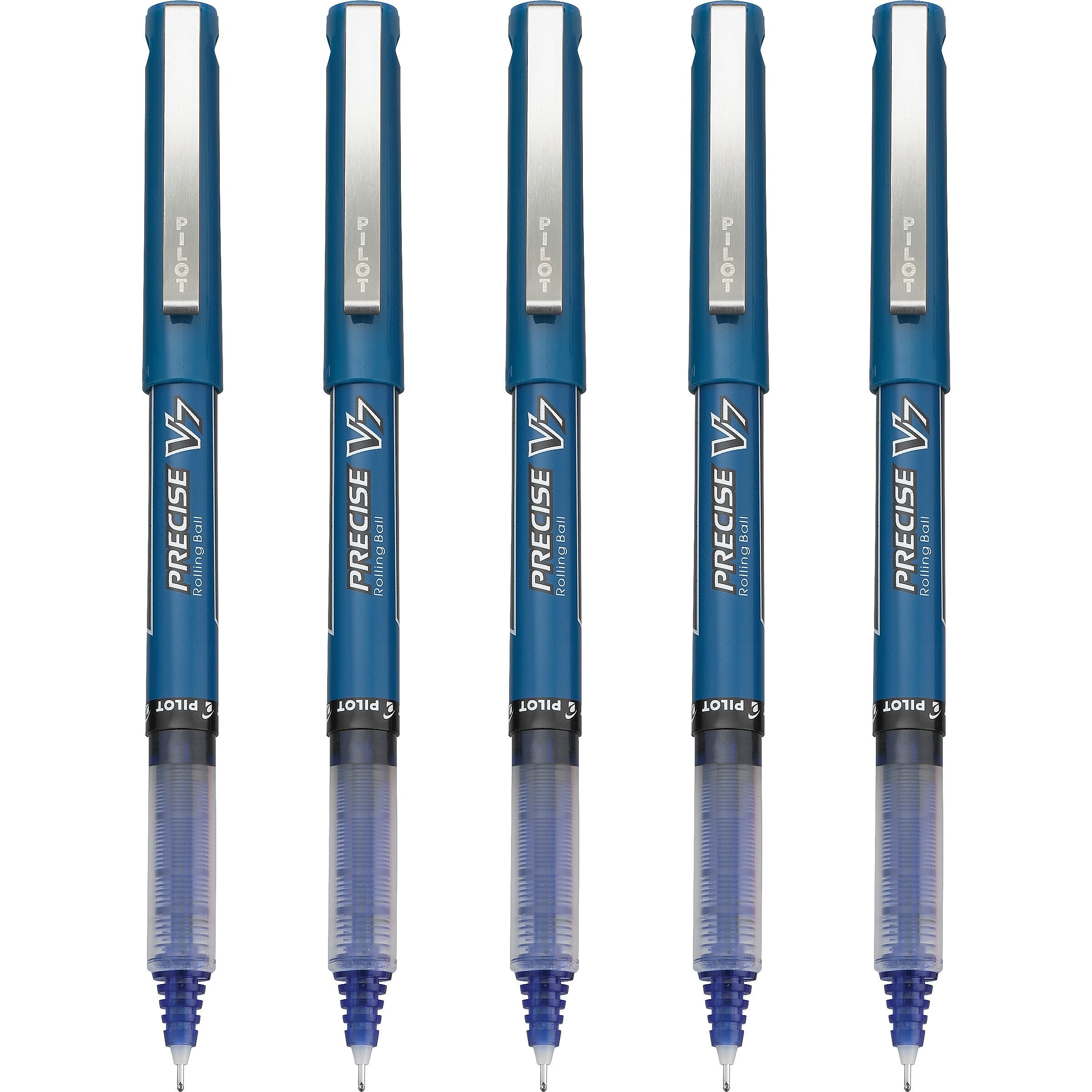 Pilot Precise V7 Rollerball Pens, Fine Point, Blue Ink, 5/Pack