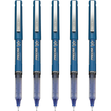 Pilot Precise V7 Rollerball Pens, Fine Point, Blue Ink, 5/Pack