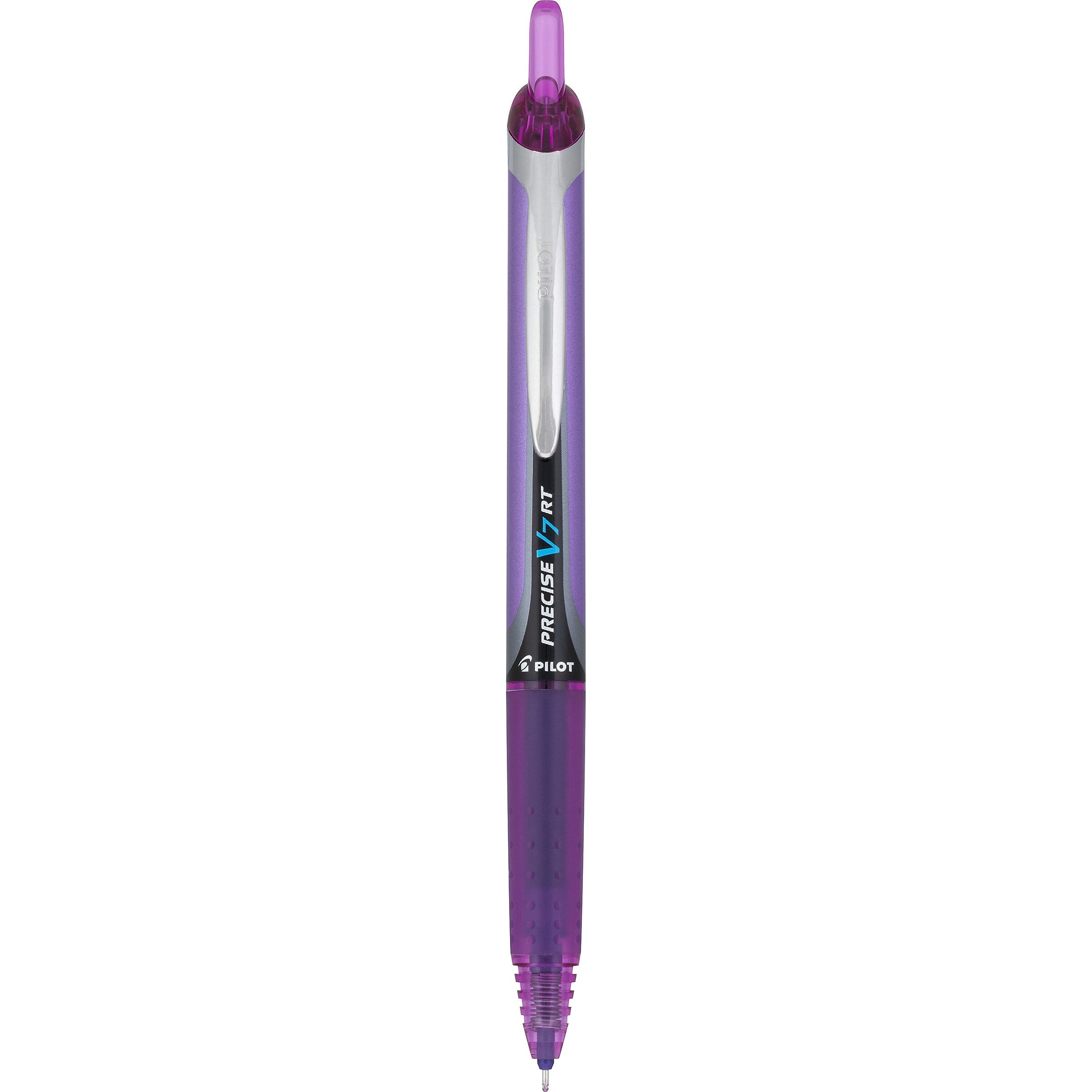 Pilot Precise V7 RT Retractable Rollerball Pens, Fine Point, Purple Ink, Dozen