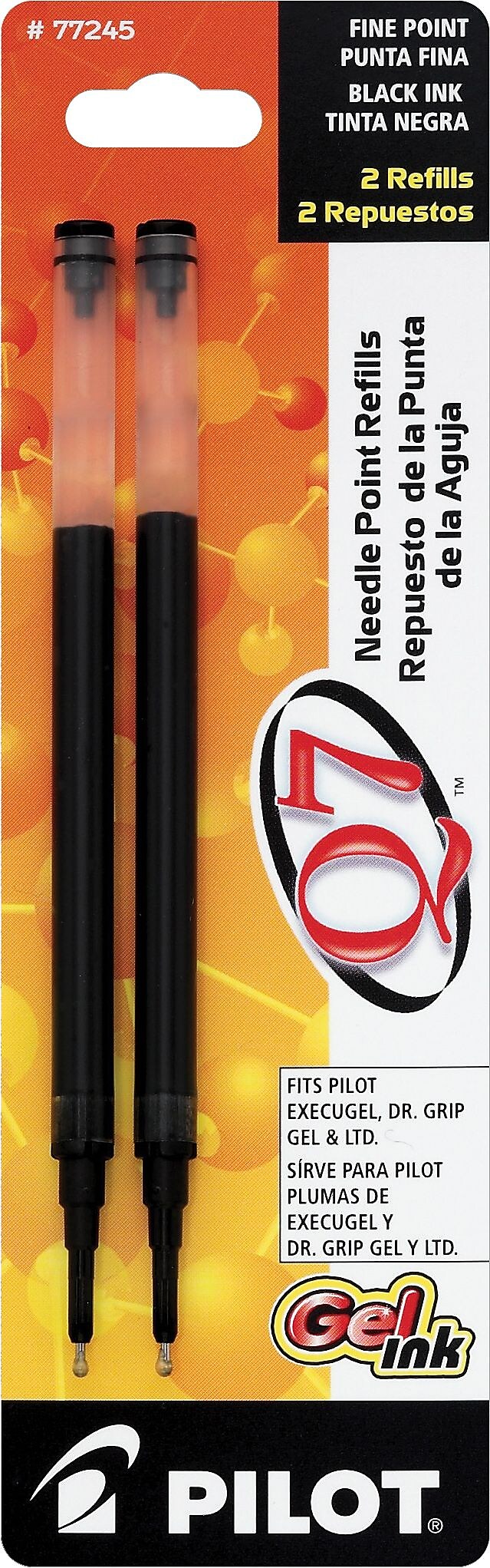 Pilot Q7 Gel-Ink Pen Refill, Fine Tip, Black Ink, 2/Pack