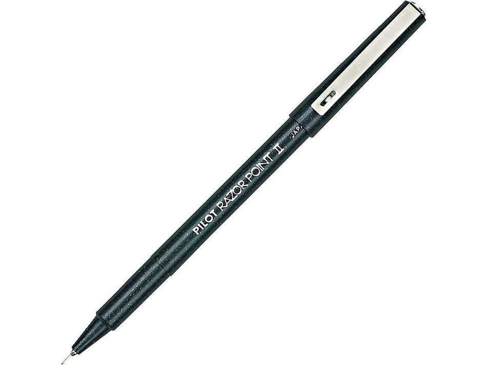 Pilot Razor Point II Marker Pens, Super Fine Point, Black Ink, Dozen