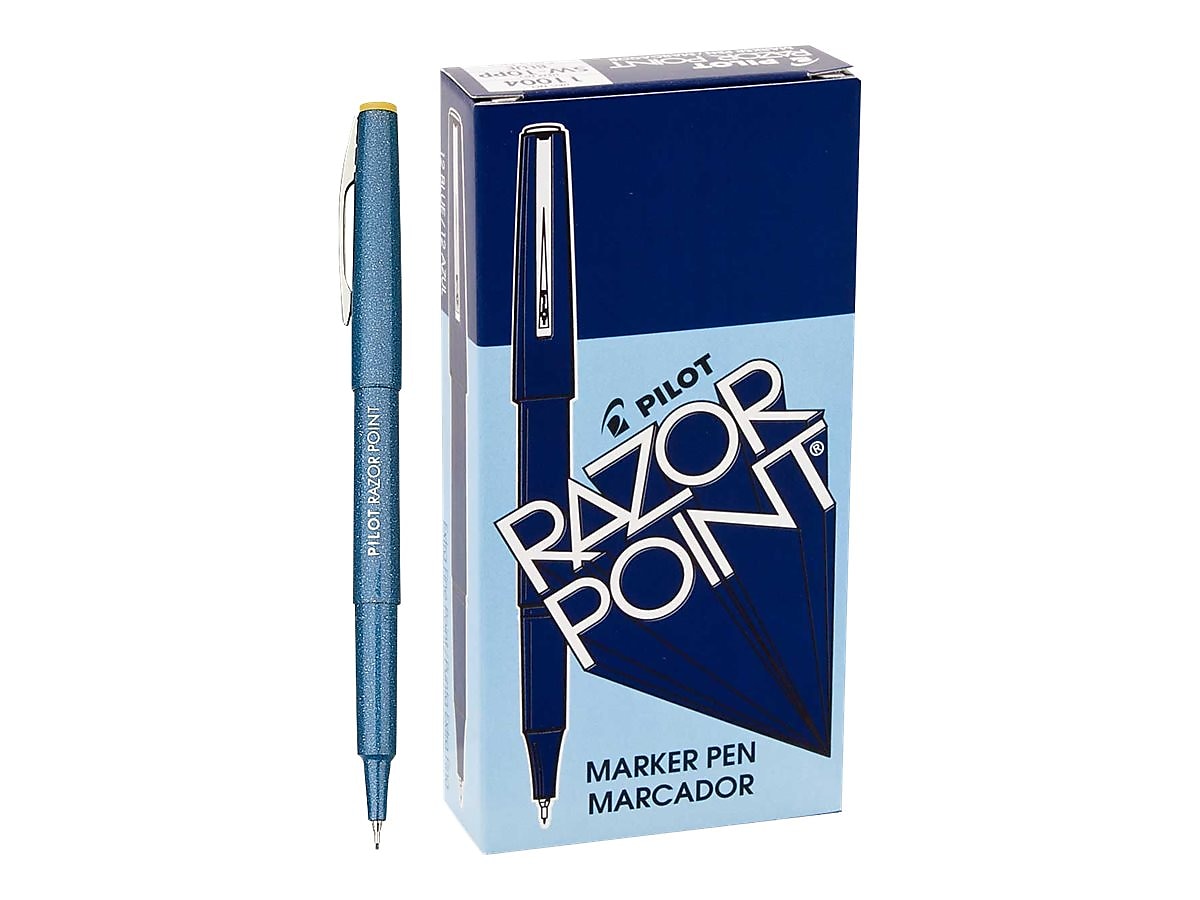 Pilot Razor Point Marker Pens, Ultra Fine Point, Blue Ink, Dozen