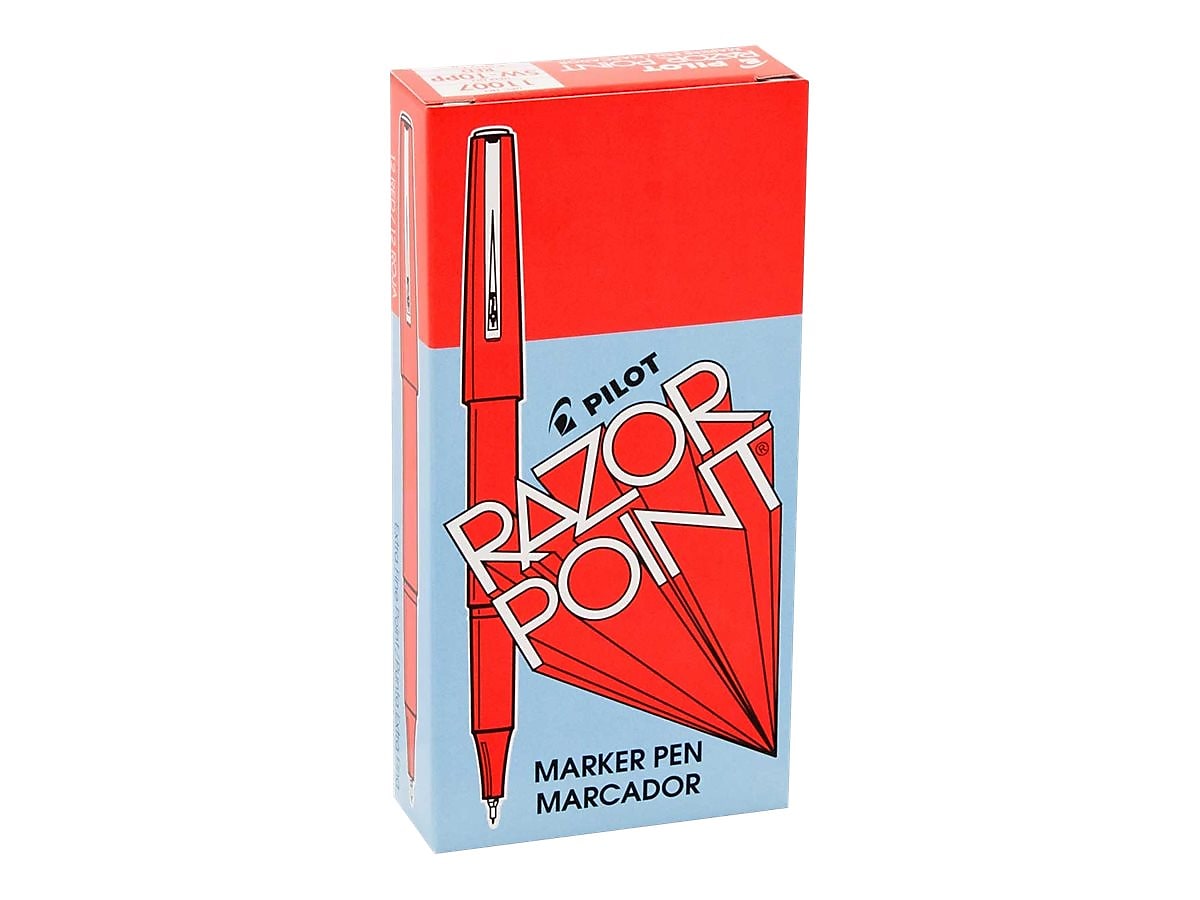 Pilot Razor Point Marker Pens, Ultra Fine Point, Red Ink, Dozen