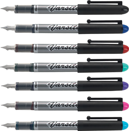 Pilot Varsity Fountain Pens, Medium Point, Assorted Ink, 7/Pack